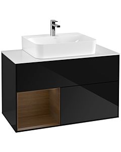 Villeroy und Boch Finion Villeroy und Boch G111GNPH 100cm, plaque de finition blanc mat, emotion, étagère gauche placage Glossy Black Lacquer , Glossy Black Lacquer