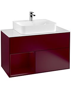 Villeroy und Boch Finion Waschtischunterschrank G111HBHB 100cm, Abdeckplatte white matt, Emotion, Regal links Peony, Peony Matt