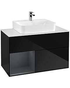 Villeroy und Boch Finion Villeroy und Boch Finion G111HGPH 100cm, cover plate white matt, Emotion, shelf left Midnight Blue Matt Lacquer , Glossy Black Lacquer