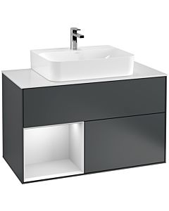 Villeroy und Boch Finion Villeroy und Boch Finion G111MTHG 100cm, cover plate white matt, Emotion, shelf left white matt lacquer, midnight Blue Matt Lacquer