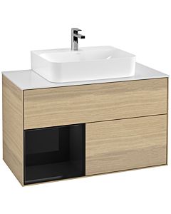 Villeroy und Boch Finion Villeroy und Boch G111PHPC 100cm, plaque de finition blanc mat, émotion, étagère à gauche Glossy Black Lacquer , Oak Veneer