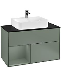 Villeroy und Boch Finion Villeroy und Boch Finion G112GMGM 100cm, cover plate black matt, Emotion, shelf left Olive Matt Lacquer , Olive Matt Lacquer