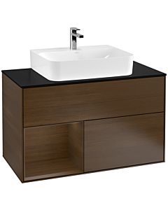 Villeroy und Boch Finion Villeroy und Boch Finion G112GNGN 100cm, cover plate black matt, Emotion, shelf left Walnut veneer, Walnut veneer