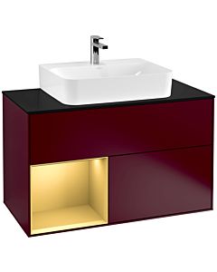 Villeroy und Boch Finion Villeroy und Boch Finion G112HFHB 100cm, cover plate black matt, Emotion, shelf left gold matt, Peony Matt