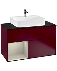 Villeroy und Boch Finion Villeroy und Boch G112HHHB 100cm, plaque de finition noir mat, émotion, étagère à gauche Sand Matt Lacquer , Peony Matt
