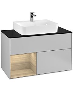 Villeroy und Boch Finion Villeroy und Boch Finion G112PCGJ 100cm, cover plate black matt, Emotion, shelf left Oak Veneer , light gray matt