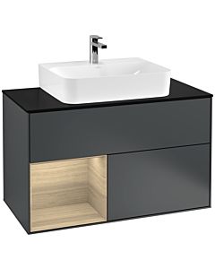 Villeroy und Boch Finion Villeroy und Boch G112PCHG 100cm, plaque de finition noir mat, Emotion, étagère à gauche Oak Veneer , Midnight Blue Matt Lacquer