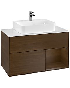 Villeroy und Boch Finion Villeroy und Boch Finion G121GNGN 100cm, cover plate white matt, Emotion, shelf on the right Walnut veneer, Walnut veneer