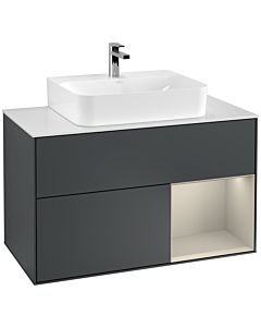 Villeroy und Boch Finion Villeroy und Boch Finion G121HHHG 100cm, cover plate white matt, Emotion, shelf right Sand matt, midnight Blue Matt Lacquer