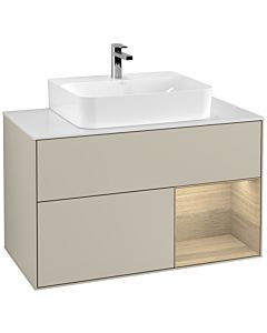 Villeroy und Boch Finion Villeroy und Boch Finion G121PCHH 100cm, cover plate white matt, Emotion, shelf on the right Oak Veneer , Sand Matt Lacquer