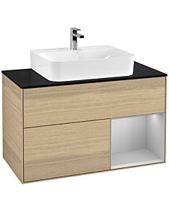 Villeroy und Boch Finion Villeroy und Boch Finion G122GJPC 100cm, cover plate black matt, Emotion, shelf right light gray matt, Oak Veneer