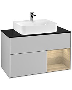 Villeroy und Boch Finion Villeroy und Boch Finion G122PCGJ 100cm, cover plate black matt, Emotion, shelf right Oak Veneer , light gray matt
