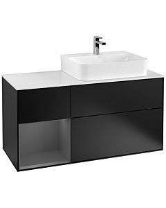 Villeroy und Boch Finion Villeroy und Boch Finion G141GKPD 120cm, cover plate white matt, Emotion, shelf left anthracite matt, black matt lacquer