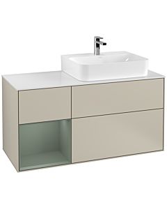 Villeroy und Boch Finion Villeroy und Boch Finion G141GMHH 120cm, cover plate white matt, Emotion, shelf left Olive Matt Lacquer , Sand Matt Lacquer