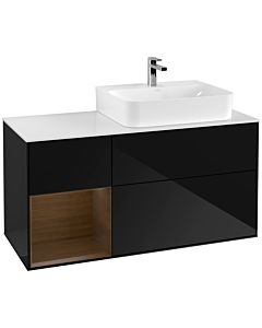 Villeroy und Boch Finion Villeroy und Boch Finion G141GNPH 120cm, cover plate white matt, Emotion, shelf left Glossy Black Lacquer veneer, Glossy Black Lacquer