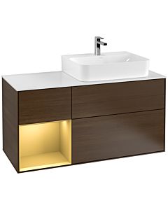Villeroy und Boch Finion Villeroy und Boch Finion G141HFGN 120cm, cover plate white matt, Emotion, shelf left gold matt, walnut veneer