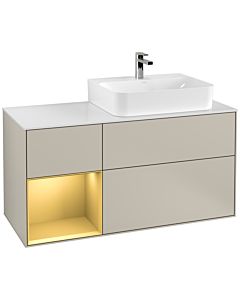 Villeroy und Boch Finion Villeroy und Boch Finion G141HFHH 120cm, cover plate white matt, Emotion, shelf left gold matt, Sand Matt Lacquer