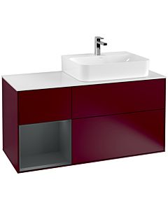 Villeroy und Boch Finion Villeroy und Boch G141HGHB 120cm, plaque de finition blanc mat, émotion, étagère à gauche Midnight Blue Matt Lacquer , Peony Matt