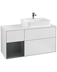 Villeroy und Boch Finion Villeroy und Boch G141HGMT 120cm, plaque de recouvrement blanc mat, Emotion, étagère à gauche Midnight Blue Matt Lacquer , laqué blanc mat