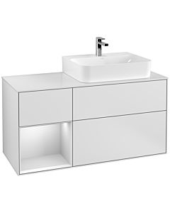 Villeroy und Boch Finion Villeroy und Boch G141MTMT 120cm, plaque de recouvrement blanc mat, Emotion, étagère gauche laqué blanc mat, laqué blanc mat