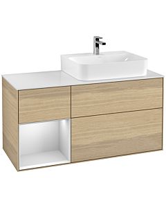 Villeroy und Boch Finion Villeroy und Boch G141MTPC 120cm, plaque de finition blanc mat, Emotion, étagère gauche laqué blanc mat, Oak Veneer