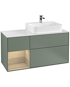 Villeroy und Boch Finion Villeroy und Boch G141PCGM 120cm, plaque de finition blanc mat, émotion, étagère à gauche Oak Veneer , Olive Matt Lacquer