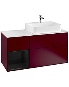 Villeroy und Boch Finion Villeroy und Boch G141PHHB 120cm, plaque de finition blanc mat, émotion, étagère à gauche Glossy Black Lacquer , Peony Matt