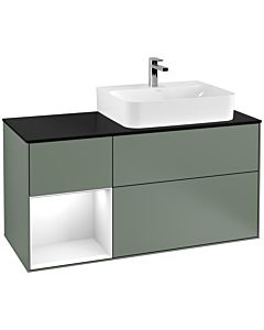 Villeroy und Boch Finion Villeroy und Boch Finion G142GFGM 120cm, cover plate black matt, Emotion, shelf left Glossy white lacquer, Olive Matt Lacquer