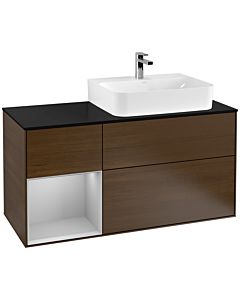 Villeroy und Boch Finion Villeroy und Boch Finion G142GJGN 120cm, cover plate black matt, Emotion, shelf left light gray matt, walnut veneer