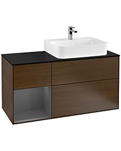Villeroy und Boch Finion Villeroy und Boch Finion G142GKGN 120cm, cover plate black matt, Emotion, shelf left anthracite matt, walnut veneer