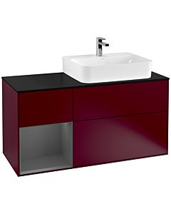 Villeroy und Boch Finion Villeroy und Boch Finion G142GKHB 120cm, cover plate black matt, Emotion, shelf left anthracite matt, Peony Matt