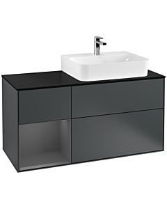 Villeroy und Boch Finion Villeroy und Boch Finion G142GKHG 120cm, cover plate black matt, Emotion, shelf on the left anthracite matt, midnight Blue Matt Lacquer