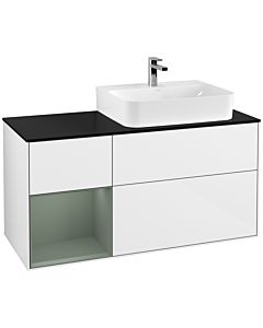 Villeroy und Boch Finion Villeroy und Boch Finion G142GMGF 120cm, cover plate black matt, Emotion, shelf left Olive Matt Lacquer , glossy white lacquer