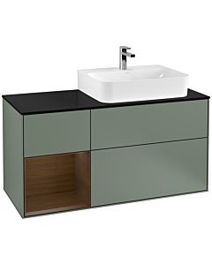 Villeroy und Boch Finion Villeroy und Boch Finion G142GNGM 120cm, cover plate black matt, Emotion, shelf left Olive Matt Lacquer veneer, Olive Matt Lacquer