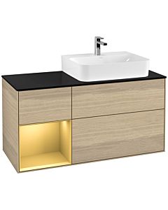 Villeroy und Boch Finion Villeroy und Boch Finion G142HFPC 120cm, cover plate black matt, Emotion, shelf left gold matt, Oak Veneer