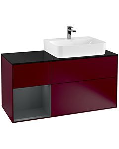 Villeroy und Boch Finion Villeroy und Boch Finion G142HGHB 120cm, cover plate black matt, Emotion, shelf left Midnight Blue Matt Lacquer , Peony Matt