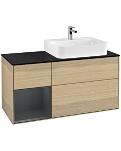 Villeroy und Boch Finion Villeroy und Boch Finion G142HGPC 120cm, cover plate black matt, Emotion, shelf left Midnight Blue Matt Lacquer , Oak Veneer