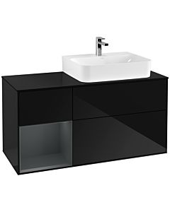 Villeroy und Boch Finion Villeroy und Boch Finion G142HGPH 120cm, cover plate black matt, Emotion, shelf left Midnight Blue Matt Lacquer , Glossy Black Lacquer