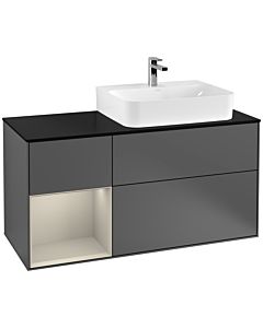 Villeroy und Boch Finion Villeroy und Boch Finion G142HHGK 120cm, cover plate black matt, Emotion, shelf left Sand Matt Lacquer , anthracite matt