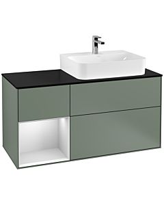 Villeroy und Boch Finion Villeroy und Boch Finion G142MTGM 120cm, cover plate black matt, Emotion, shelf left white matt lacquer, Olive Matt Lacquer