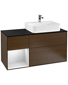 Villeroy und Boch Finion Villeroy und Boch Finion G142MTGN 120cm, cover plate black matt, Emotion, shelf left white matt lacquer, walnut veneer