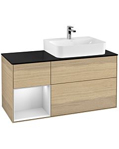 Villeroy und Boch Finion Villeroy und Boch Finion G142MTPC 120cm, cover plate black matt, Emotion, shelf left white matt lacquer, Oak Veneer