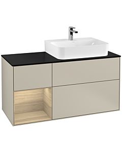 Villeroy und Boch Finion Villeroy und Boch Finion G142PCHH 120cm, cover plate black matt, Emotion, shelf left Oak Veneer , Sand Matt Lacquer