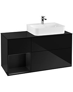 Villeroy und Boch Finion Villeroy und Boch Finion G142PDPH 120cm, cover plate black matt, Emotion, shelf left black matt lacquer, Glossy Black Lacquer