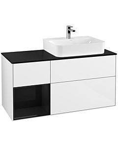 Villeroy und Boch Finion Villeroy und Boch Finion G142PHGF 120cm, cover plate black matt, Emotion, shelf on the left Glossy Black Lacquer , Glossy white lacquer
