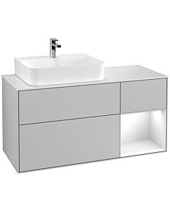 Villeroy und Boch Finion Villeroy und Boch Finion G151GFGJ 120cm, cover plate white matt, Emotion, shelf left glossy white lacquer, light gray matt