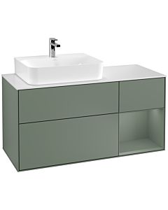 Villeroy und Boch Finion Villeroy und Boch G151GMGM 120cm, plaque de finition blanc mat, émotion, étagère à gauche Olive Matt Lacquer , Olive Matt Lacquer