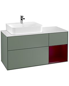 Villeroy und Boch Finion Villeroy und Boch G151HBGM 120cm, plaque de finition blanc mat, émotion, étagère à gauche Peony , Olive Matt Lacquer