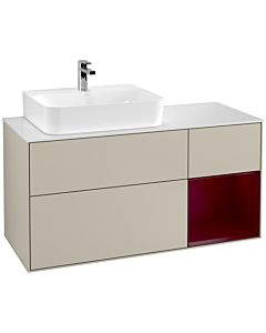 Villeroy und Boch Finion Villeroy und Boch G151HBHH 120cm, plaque de finition blanc mat, émotion, étagère à gauche Peony , Sand Matt Lacquer