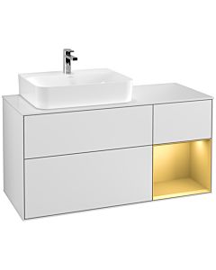 Villeroy und Boch Finion Villeroy und Boch Finion G151HFMT 120cm, cover plate white matt, Emotion, shelf left gold matt, white matt lacquer